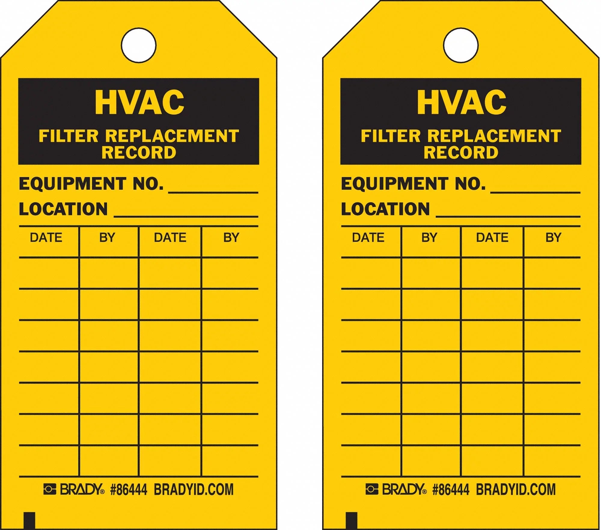 Rcd Fl Tag,Bk/Yel,PK10 Replacement HVAC 86444 Brady