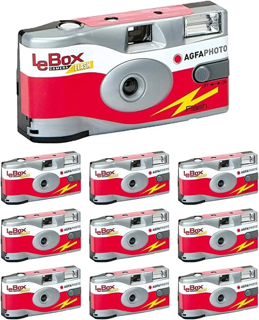 LeBox Film Flash Camera Disposable Agfa 35mm 27 10-Pack Camera 400 601020