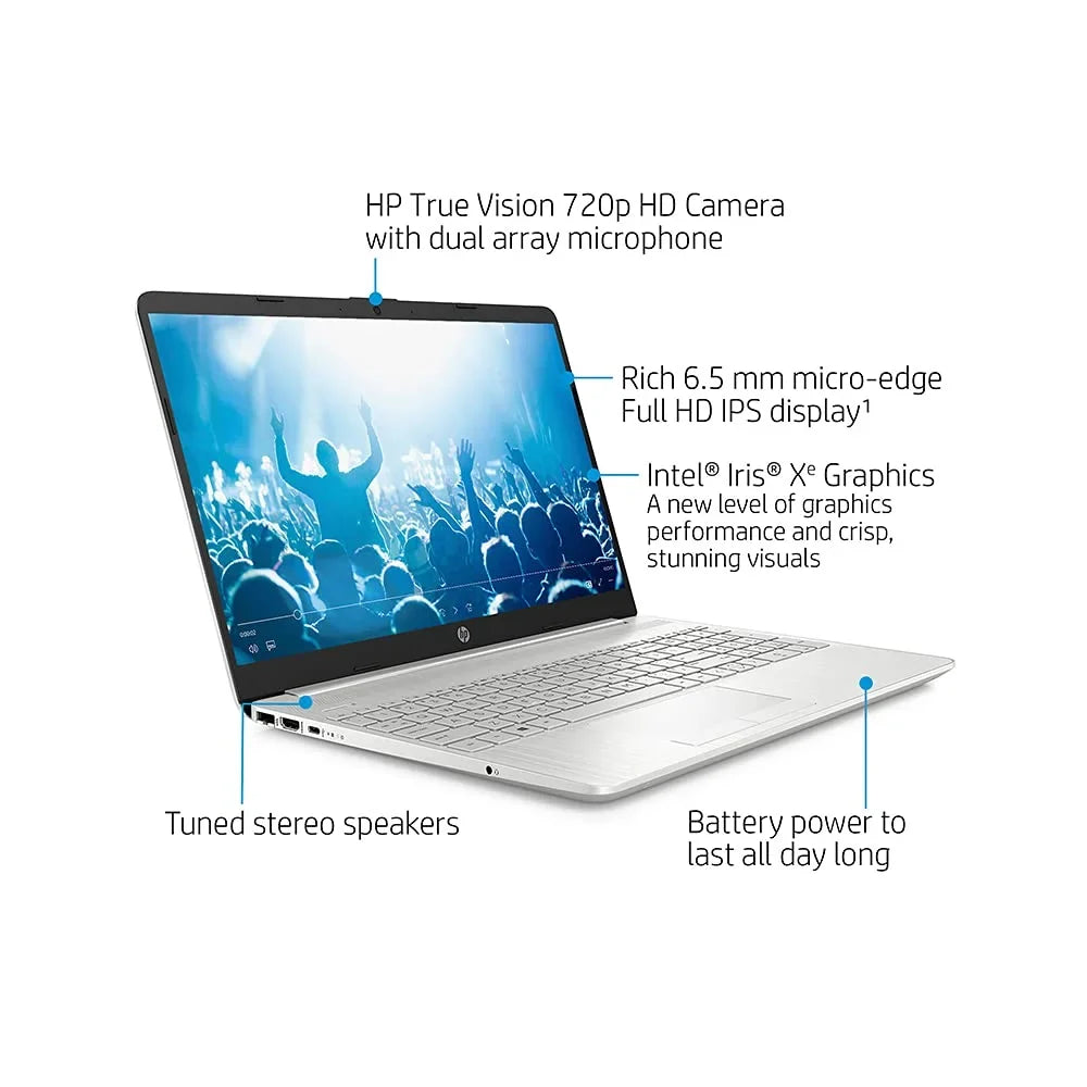 Laptop Core RAM, 32GB HD SSD, 11th Gen Iris HP i5-1135G7(Beats Graphics, Silver, 512GB Xe Card FHD DDR4 Windows Computer, Stereo Webcam, 15.6 USB i7-1065g7), Speakers, 2021 10, PCIe 12GB