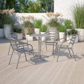 with Restaurant Slats Flash Chair Aluminum Furniture Stack Pack Metal Silver 4
