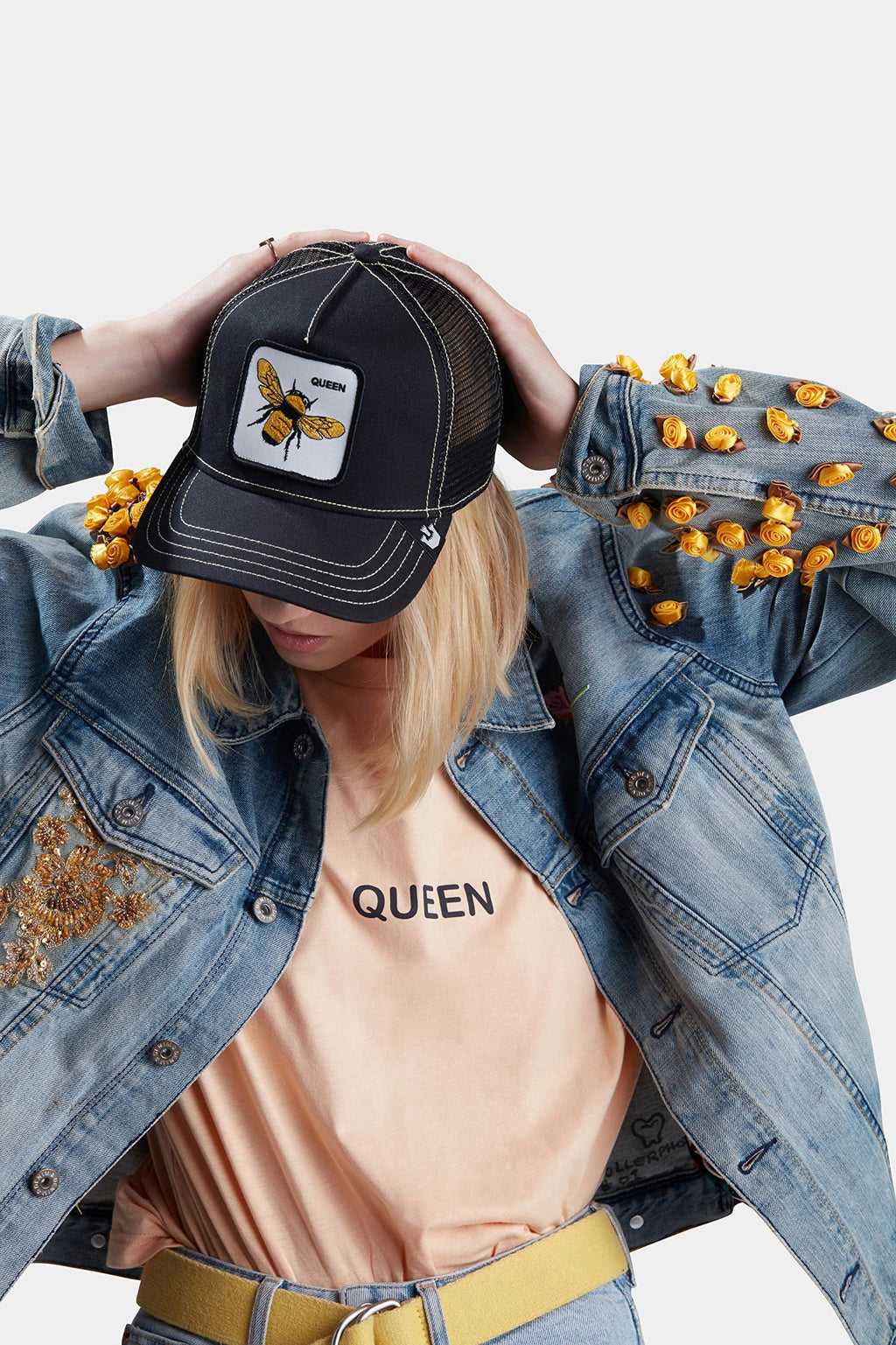 Hat, Unisex Adjustable dimension Trucker One Goorin Farm The Bee), Black (Queen Original Bros. Snapback