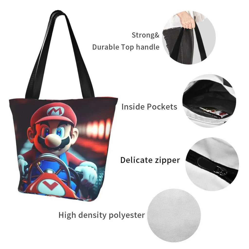 Mario Beach Adventure Shopping Work Travel Women's Shoulder Bag Capacity School Handbag Business Game Large Super For Tote