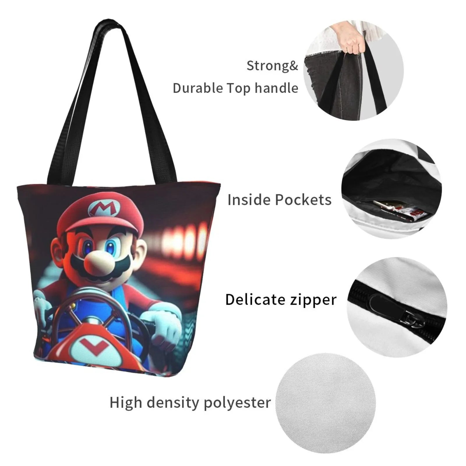 Mario Beach Adventure Shopping Work Travel Women's Shoulder Bag Capacity School Handbag Business Game Large Super For Tote