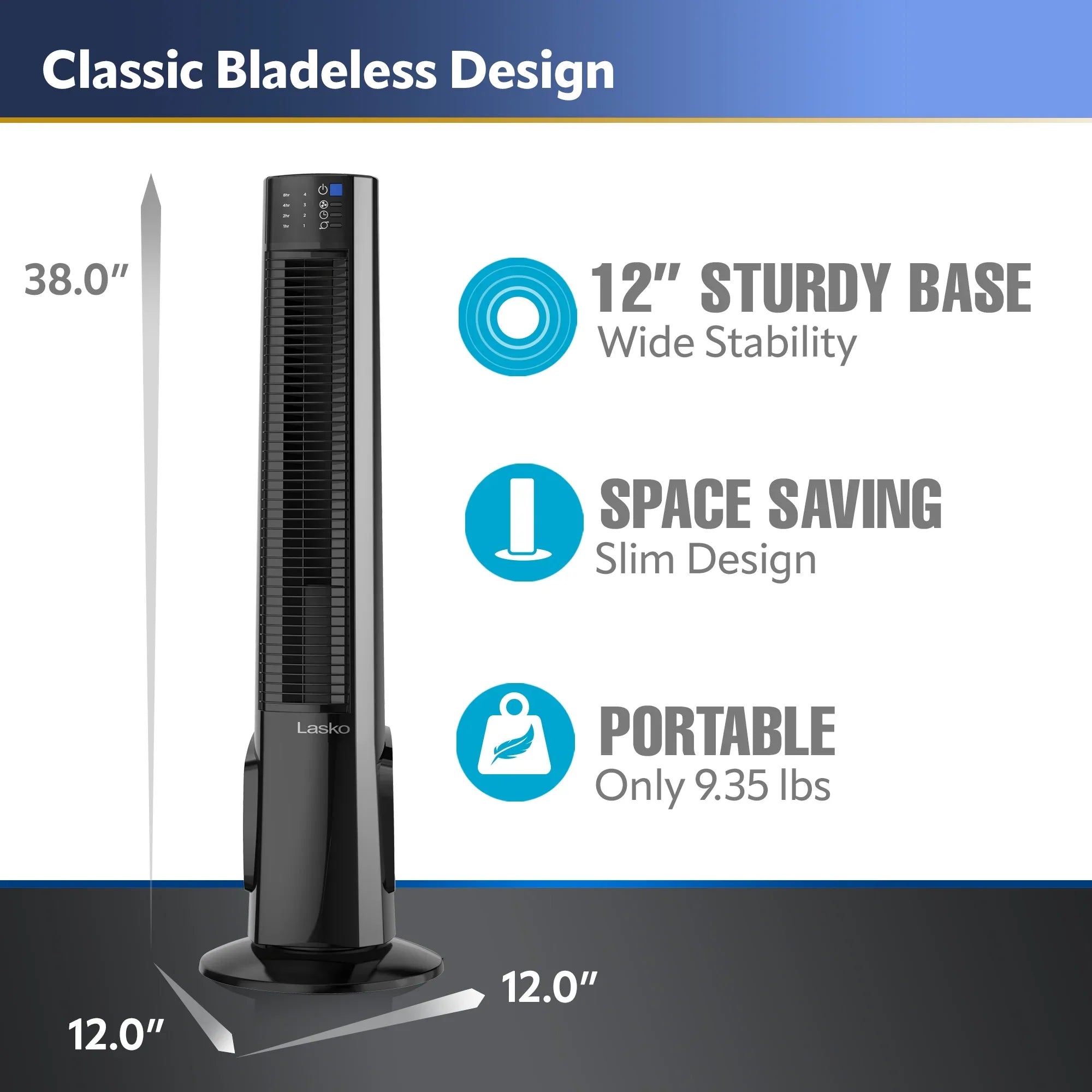 4-Speed with New Black/Silver, T38415, Hybrid Control, Remote 38" Timer, Fan Tower Lasko