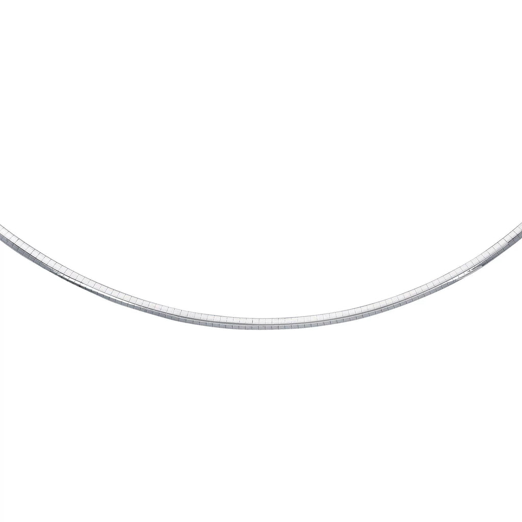 Sterling Omega Round JewelStop Necklace Clasp Classic Rhodium 18" Claw w/Lobster Silver mm 4