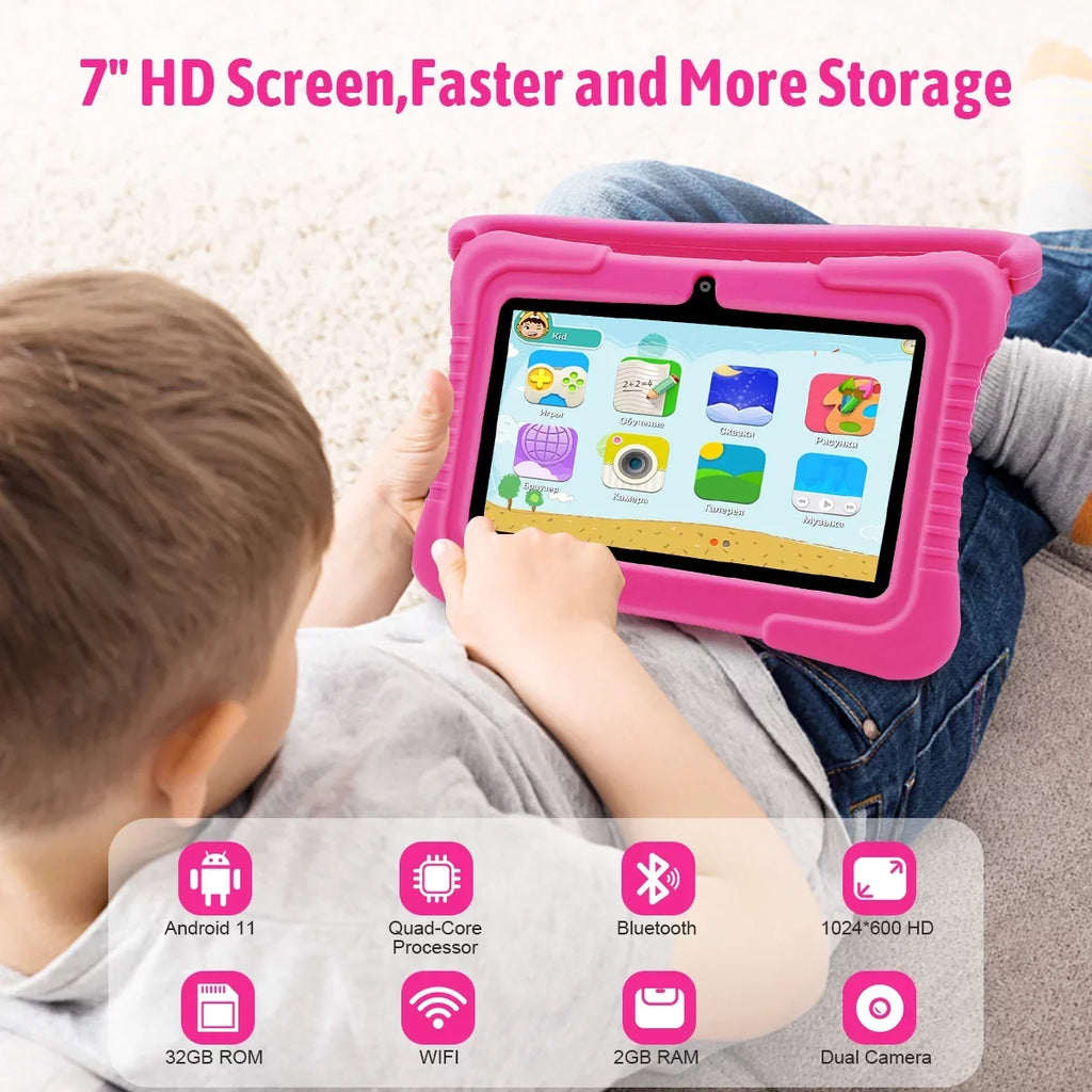 Dual Android Storage,Toddler Wifi,Parental inch Bluetooth, Play, 11 7 Tablet,32GB Learning Tablet,Antemper Camera, Kids with Control, HD Kids Pink Tablet Tablet,Kids