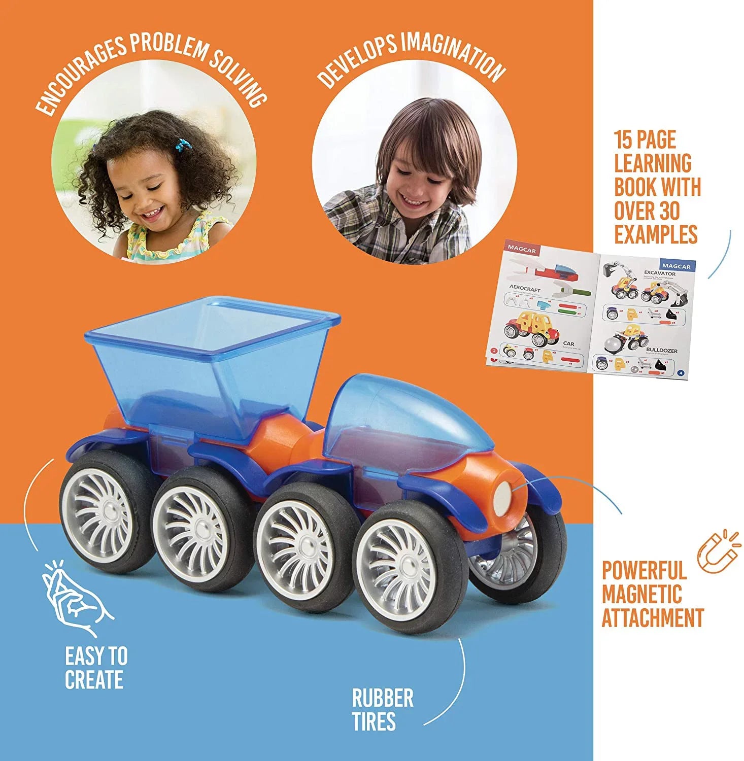 with and Stem and Storage 42 Vehicles Magnetic Cars Case 3 Brainy up for Child pc. Toy Ages Play