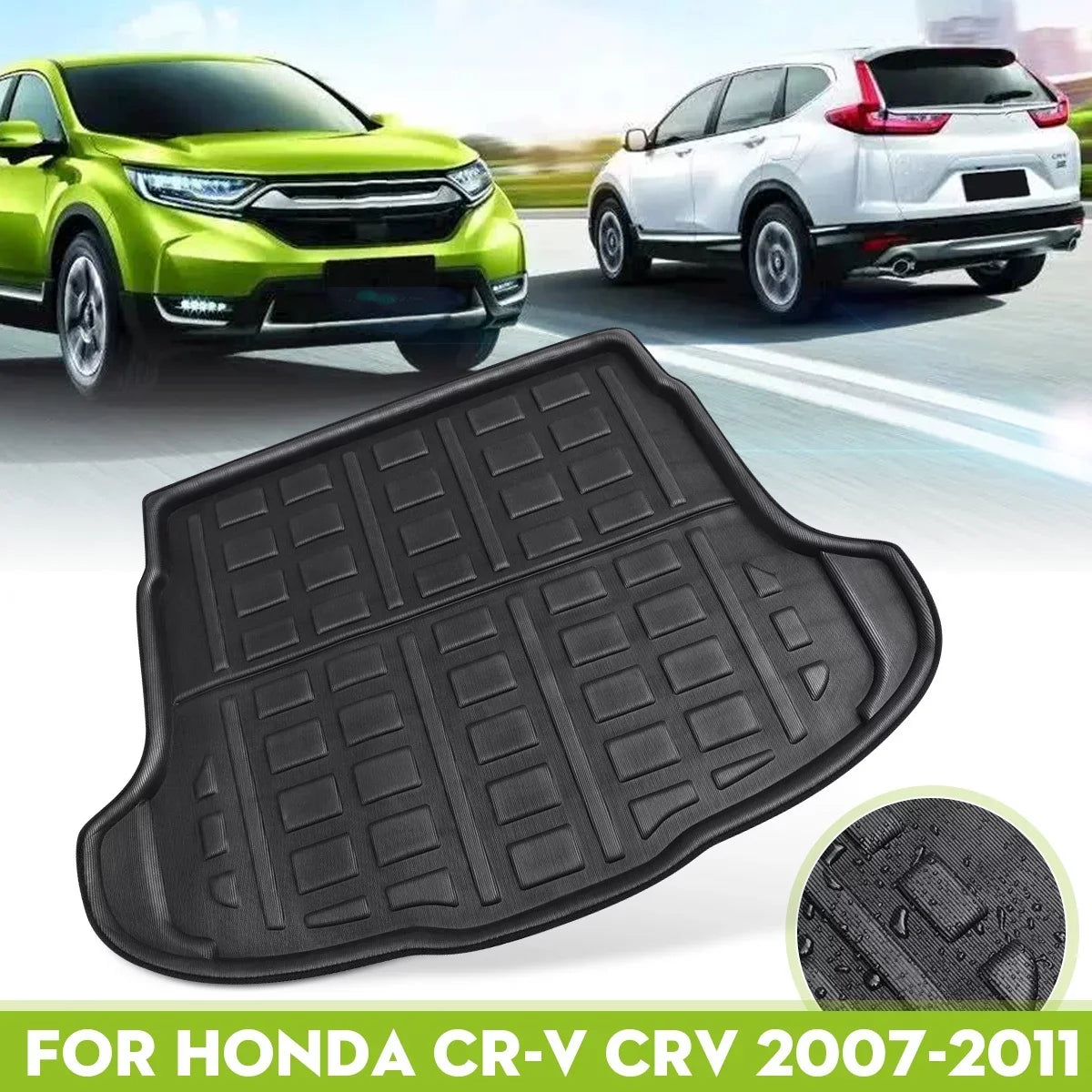 2007-2011 Honda Liner Tray for CRV CR-V Trunk Boot Rear Black climate, Waterproof Floor Mat All 1pcs Cargo
