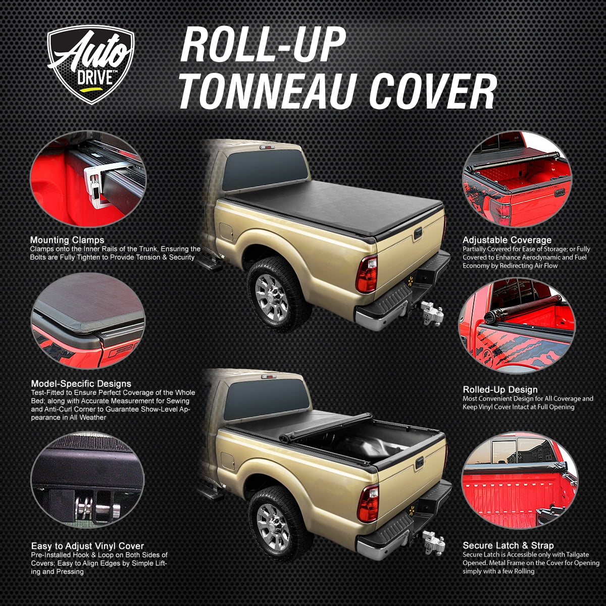 Fits 1500 Tonneau Truck Auto Bed Roll Ram up Cover 6.5Ft Dodge 02-18 Soft Drive Bed