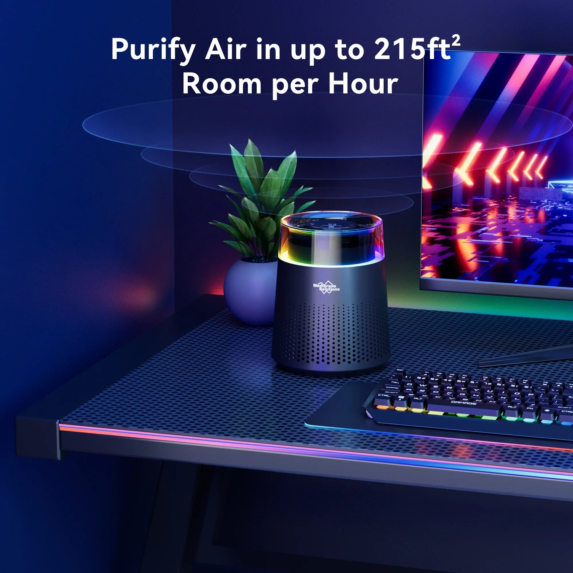 and H13 True Purifier for Filter, MSB5 Black Membrane Solutions HEPA Allergies LED Light, Air Asthma,
