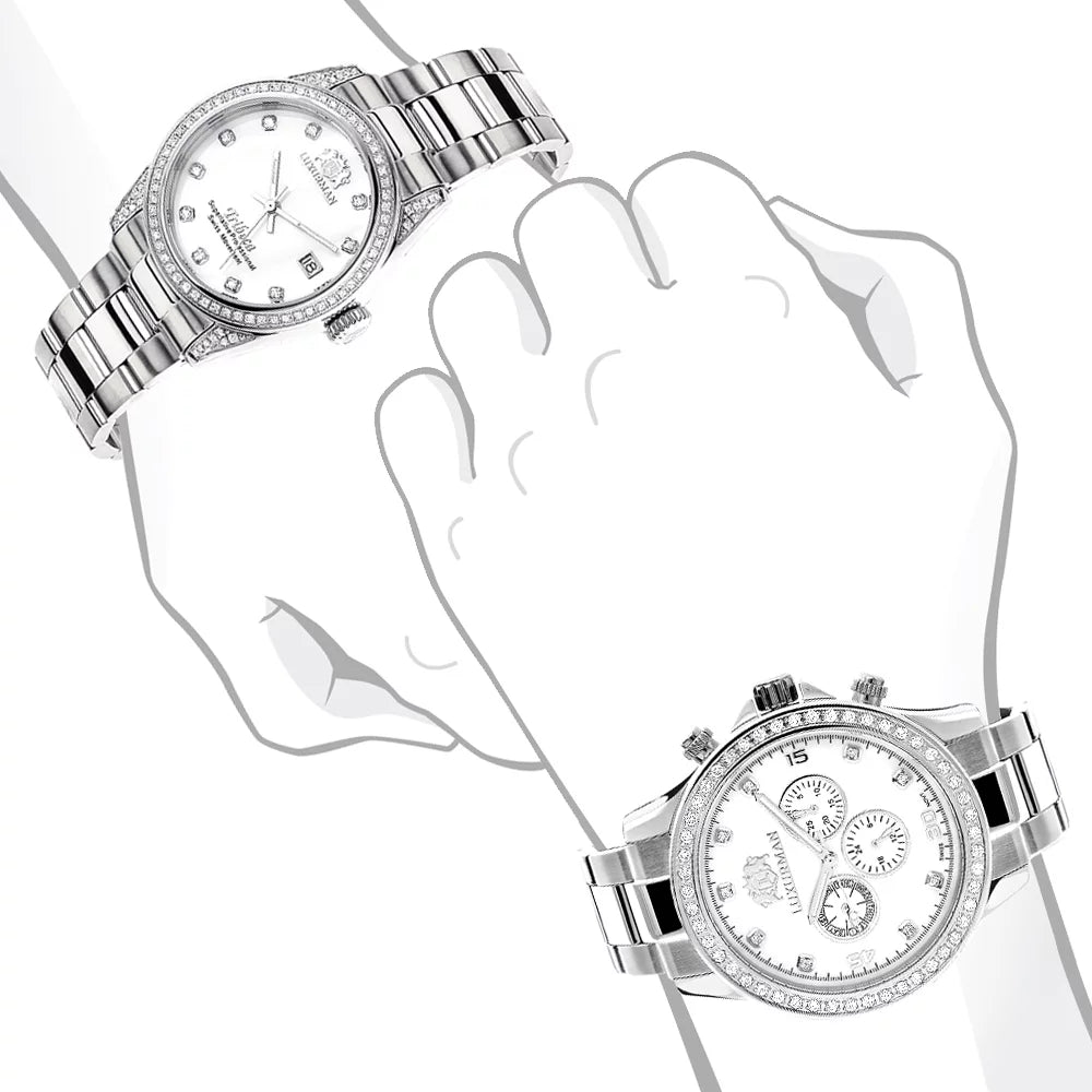 Watch White Gold Diamond 3.5ct Pltd Watches: His Set Hers and