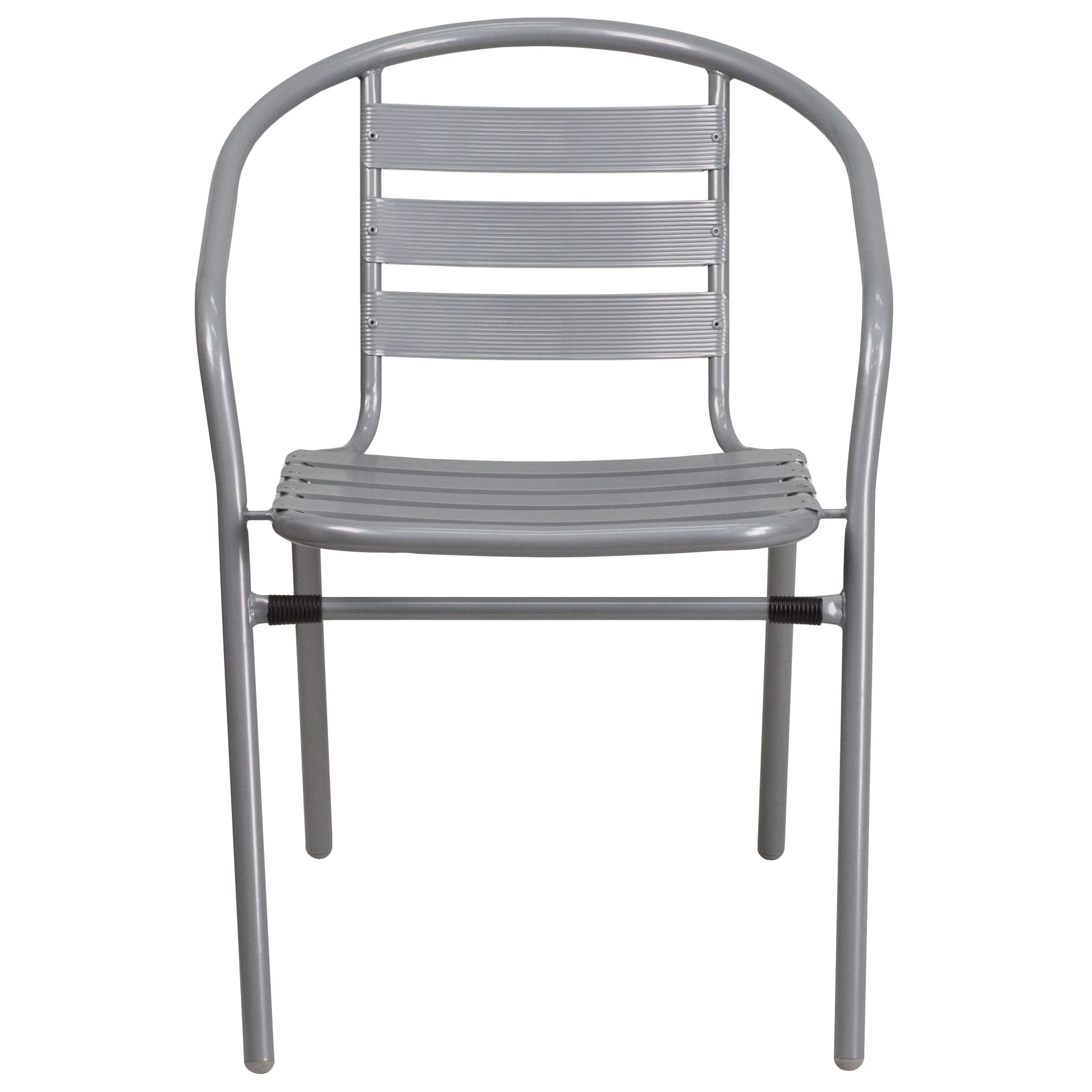 with Restaurant Slats Flash Chair Aluminum Furniture Stack Pack Metal Silver 4