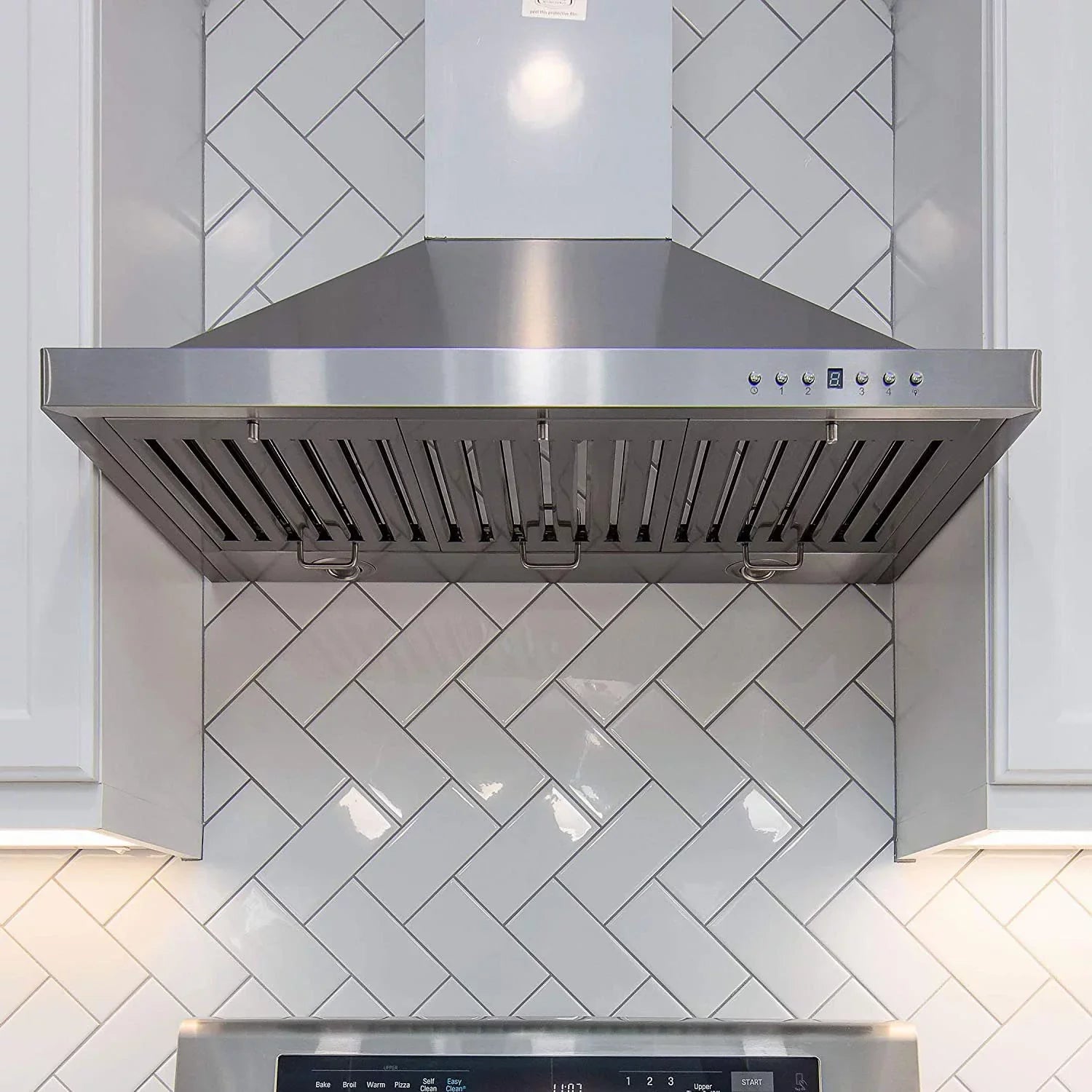 Steel Range KB-48 Fans, and 4 Molding Stainless ZLINE Mounted Ductless Hood LED 48 Wall CFM 400 Speed Lights with Crown Inch Exhaust
