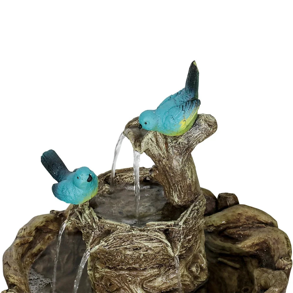 liquid with Stump Bird Waterfall Porch Decor Fountain 3-Tier Garden Bath Freestanding Patio Yard exterior Pump for Patio Fountain exterior liquid Patio Fountain Like Birds Fountain