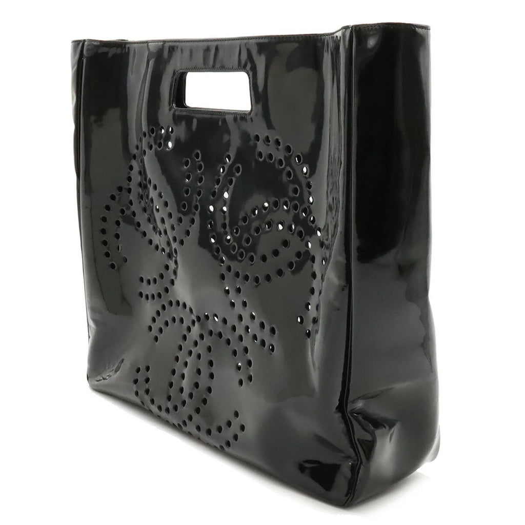 handbag black triple coco here (Good) Pre-Owned punching mark enamel