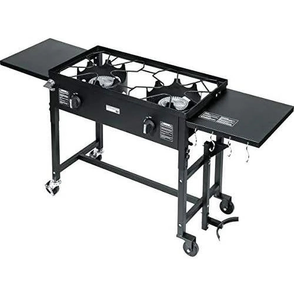 2 exterior BBQ Cook Double Picnic Stand Folding Burner Station Grill Propane Black Stove BTU, Camping 58,000 Cooking