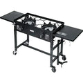 2 exterior BBQ Cook Double Picnic Stand Folding Burner Station Grill Propane Black Stove BTU, Camping 58,000 Cooking