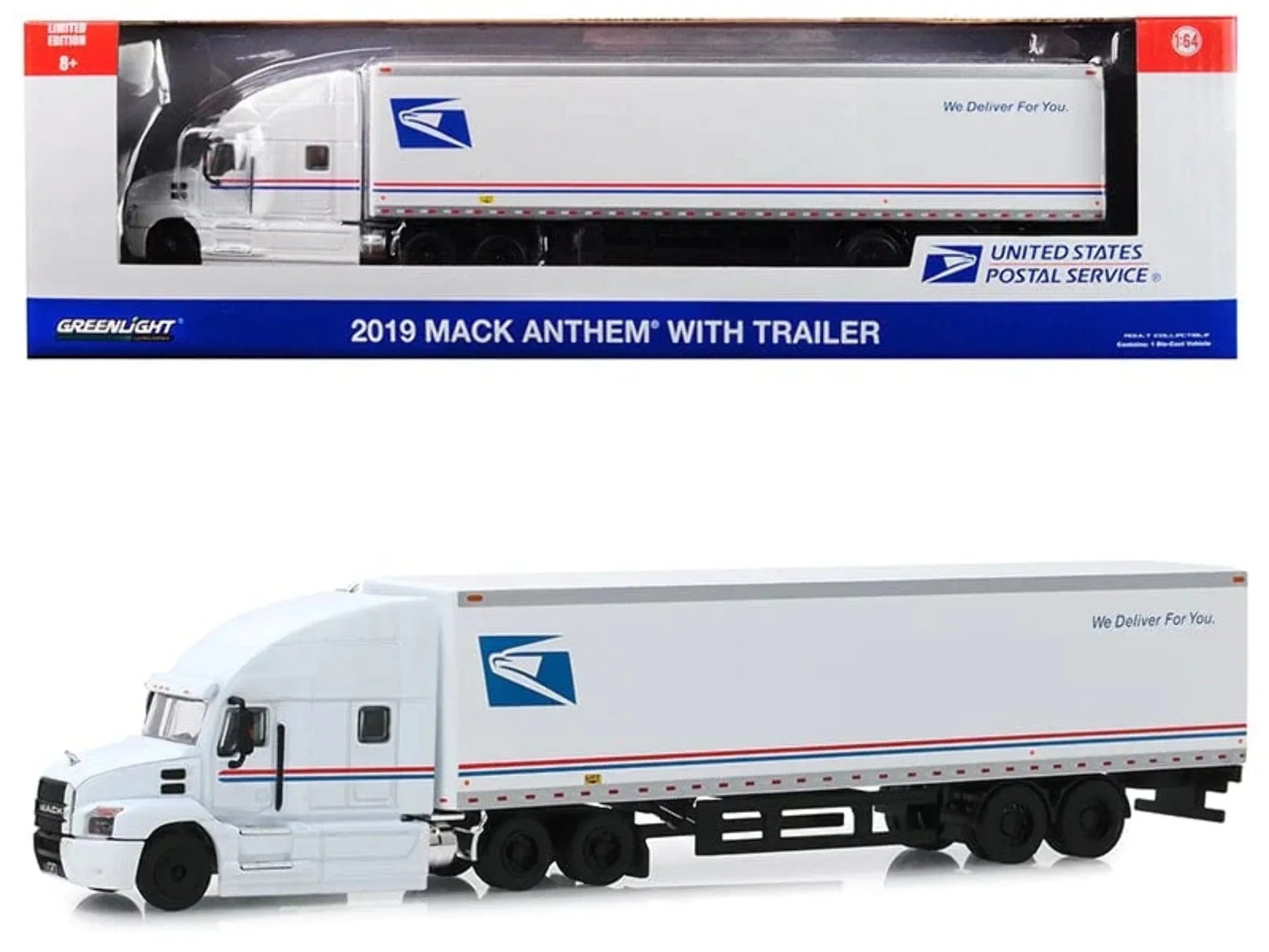 0.16 Greenlight Postal USPS 2019 30090 You 0.4 States Diecast Tractor-Trailer Anthem Model We for Mack Deliver Service Wheeler 18 United