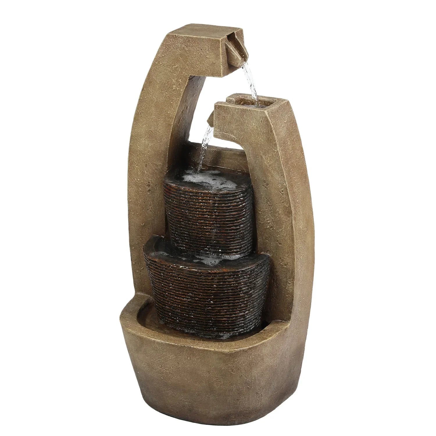 exterior Modern Fountain HomeStock Brown Cottage With Light Sculpture Cement Led Country