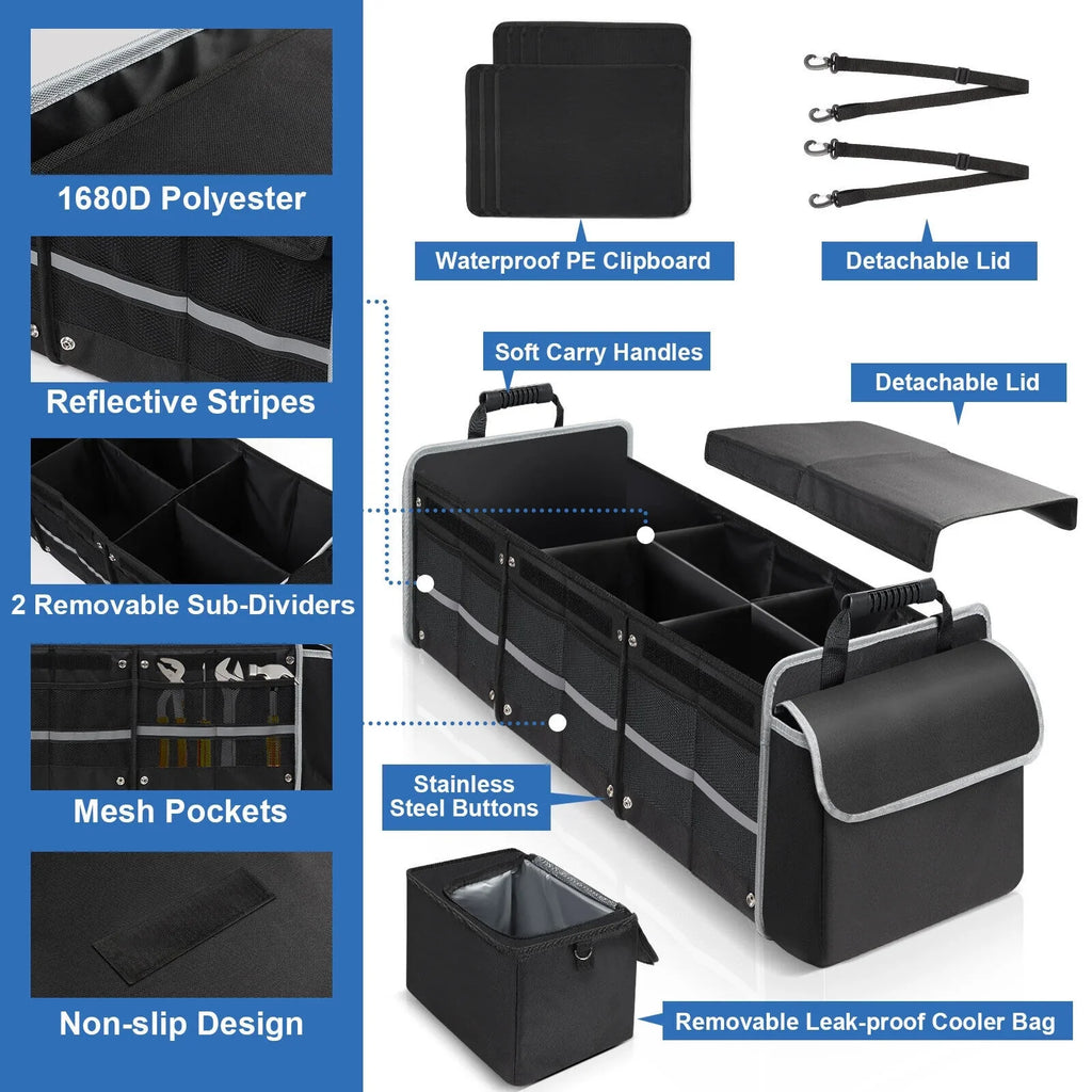 SUV Storage Multi Compartment Trunk Organizer Cargo for Truck US Car Container