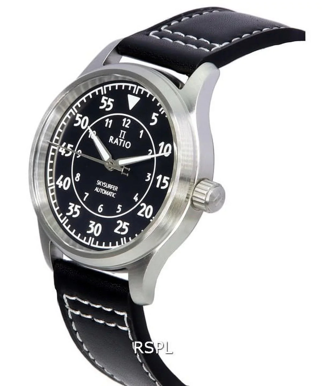 Watch Pilot Sunray Dial Skysurfer Ratio Men's Automatic RTS321 Black 200M Leather