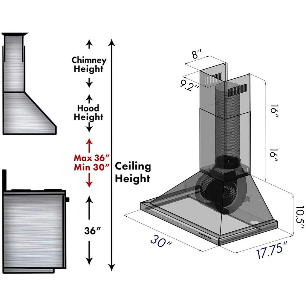 Steel Range KB-48 Fans, and 4 Molding Stainless ZLINE Mounted Ductless Hood LED 48 Wall CFM 400 Speed Lights with Crown Inch Exhaust