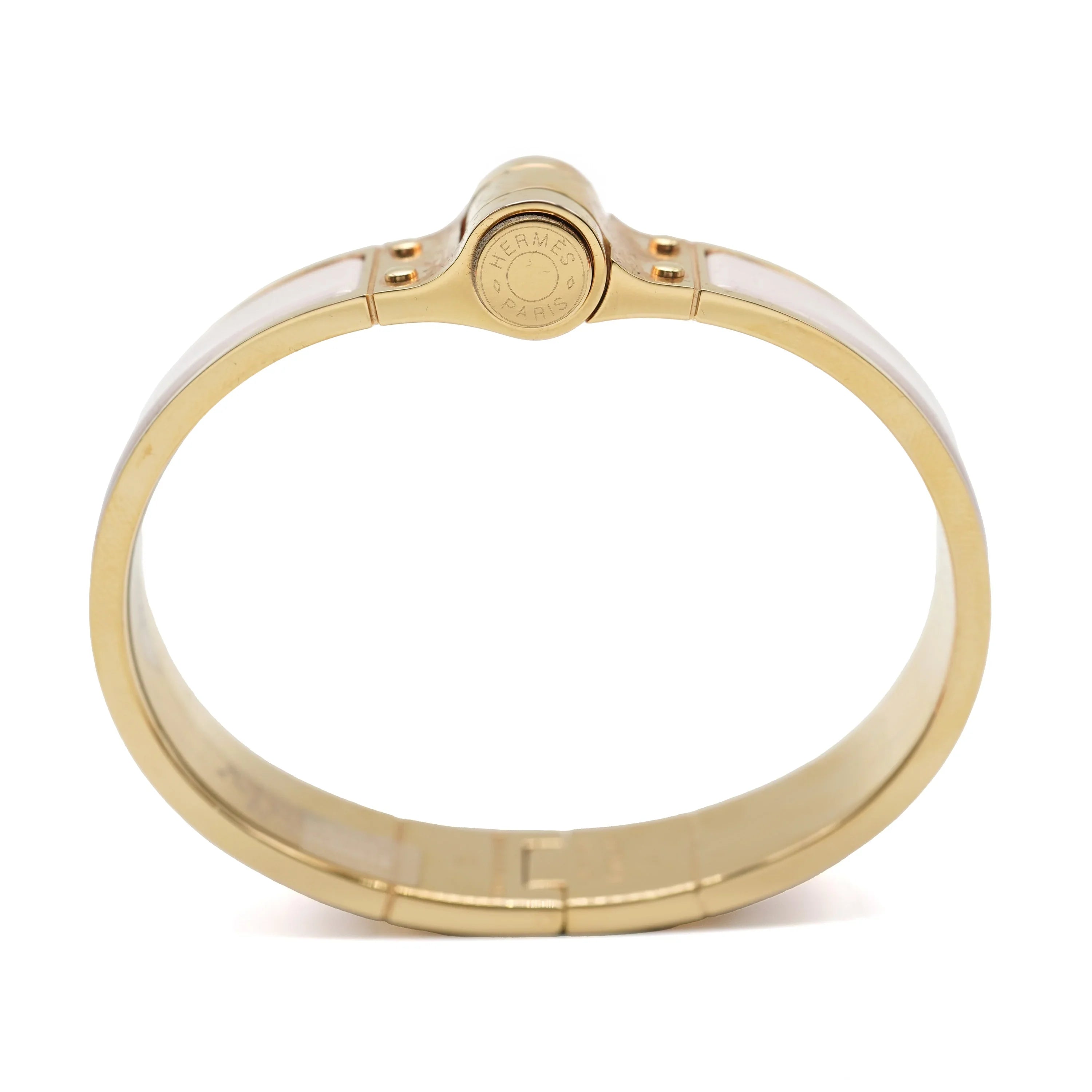 Uni Hinged Narrow Charniere Candeur Bracelet In Pre-Owned Rose Hermes