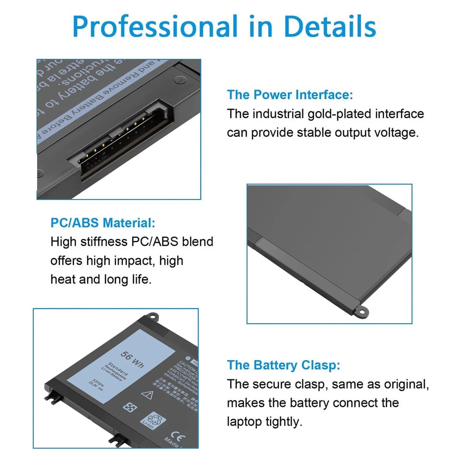Laptop US W7NKD 3590 3480 3380 3580 For Battery P30E001 Latitude 33YDH 3490