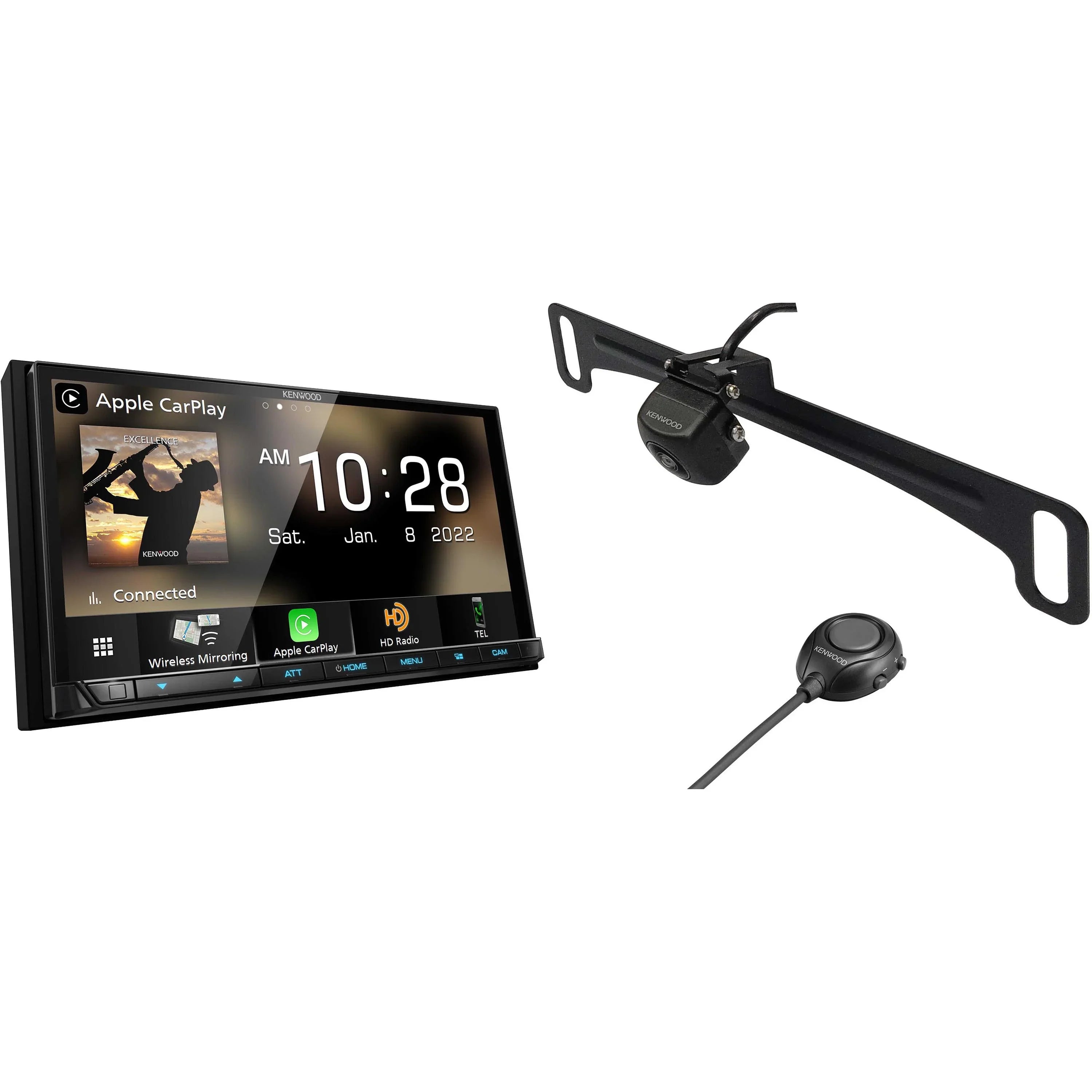 Mounting Multi-Angle View Camera with DMX908S Rear with CMOS-320LP Kenwood Receiver MultiMedia Plate License