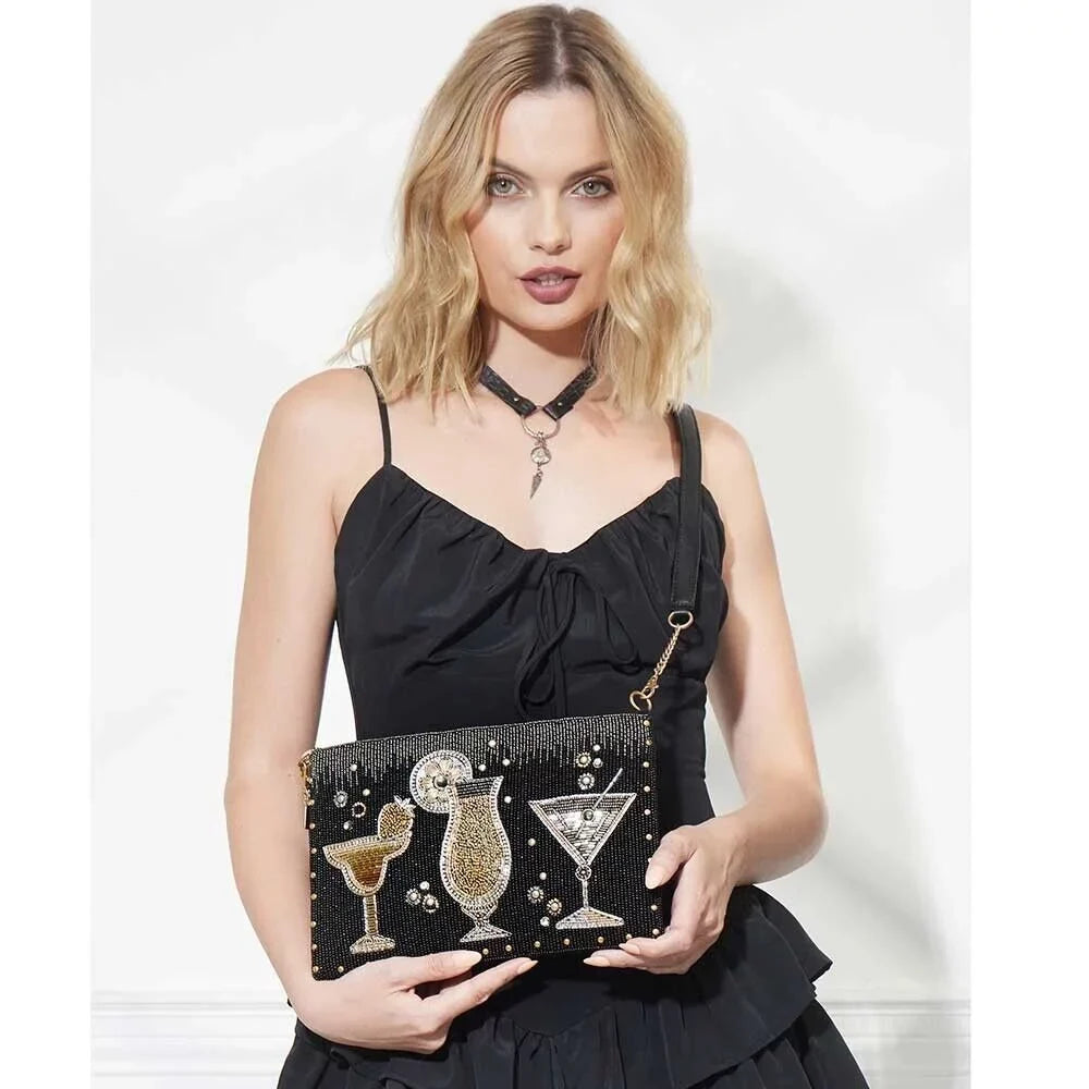 Mary Cocktails Another Handbag, Black Clutch Round Crossbody Frances