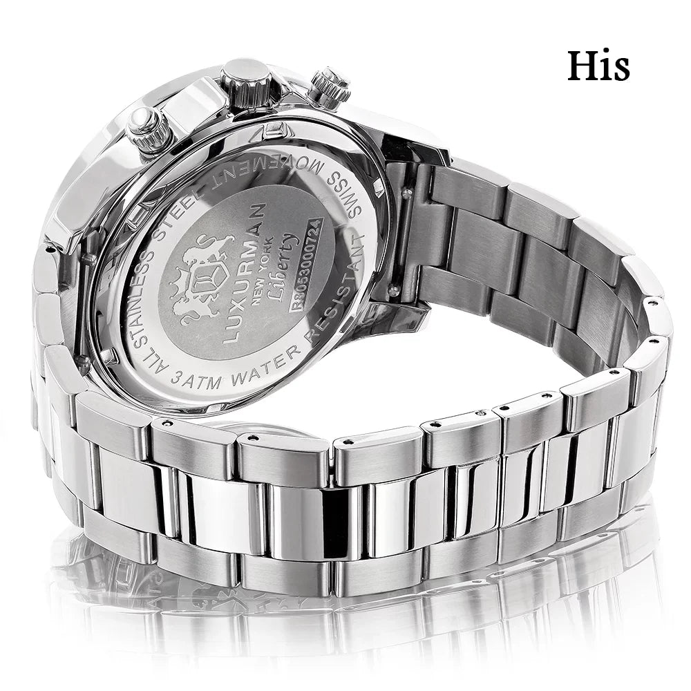 Watch White Gold Diamond 3.5ct Pltd Watches: His Set Hers and