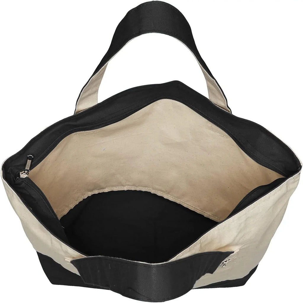 Reusable With Tote Bags Fancy Bags Pocket Zipper Sturdy Canvas Gift Front 12Oz Tote Large