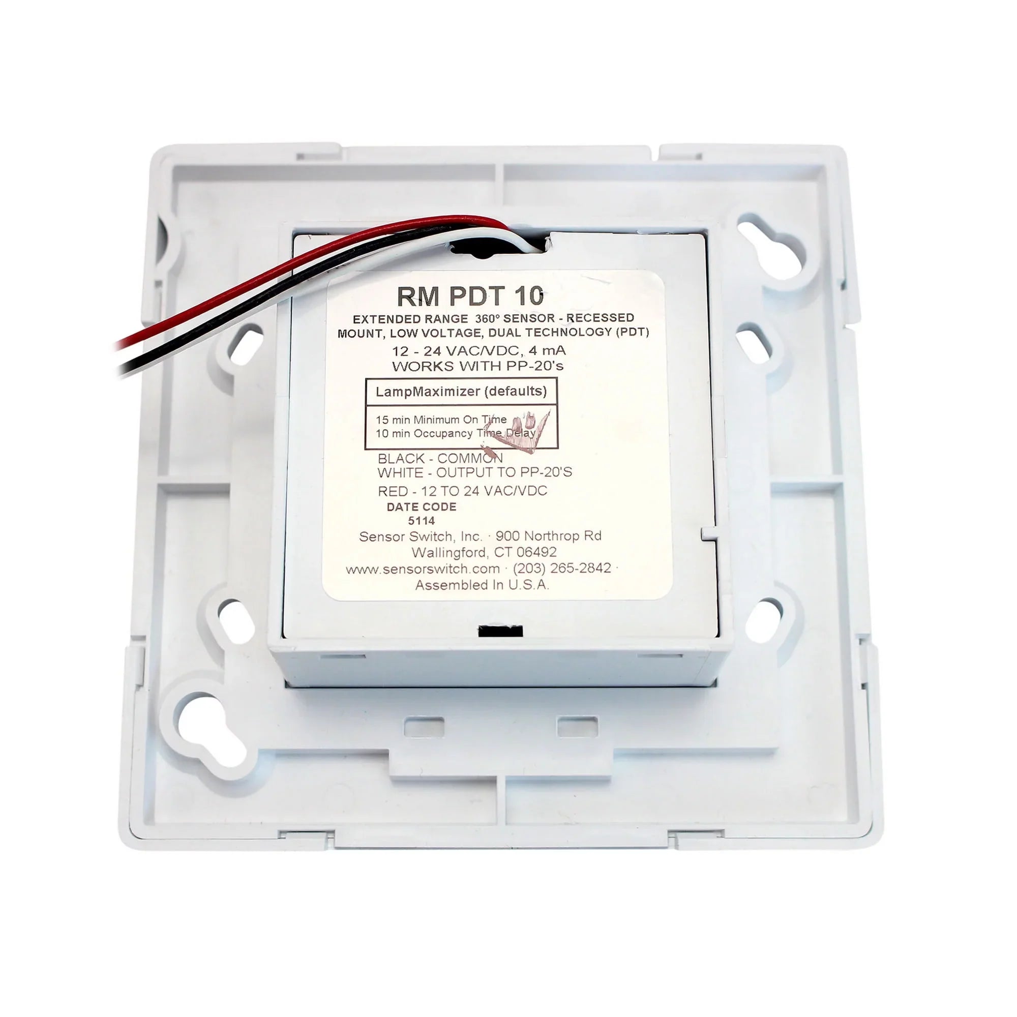 10 RM ft,White Sensorswitch Sensor,PIR/Mic,2463sq PDT Occupancy