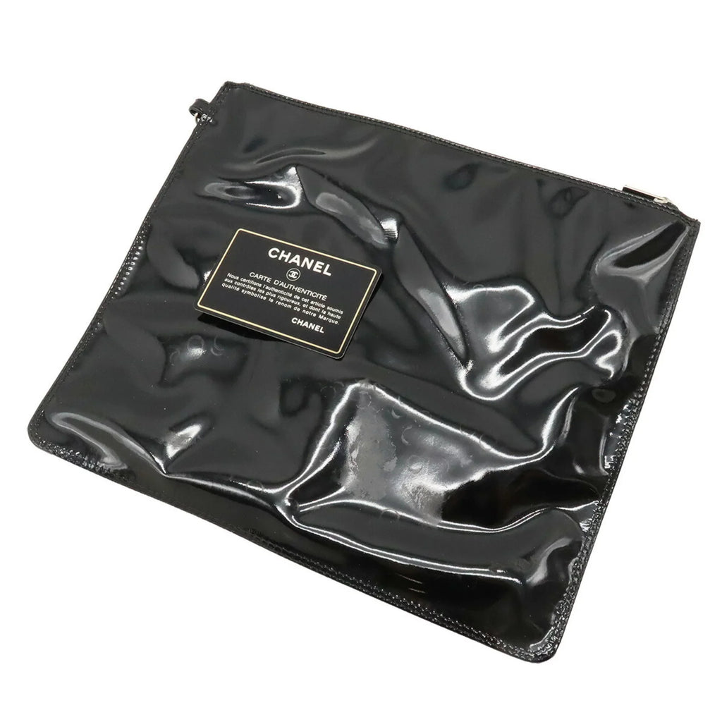 handbag black triple coco here (Good) Pre-Owned punching mark enamel