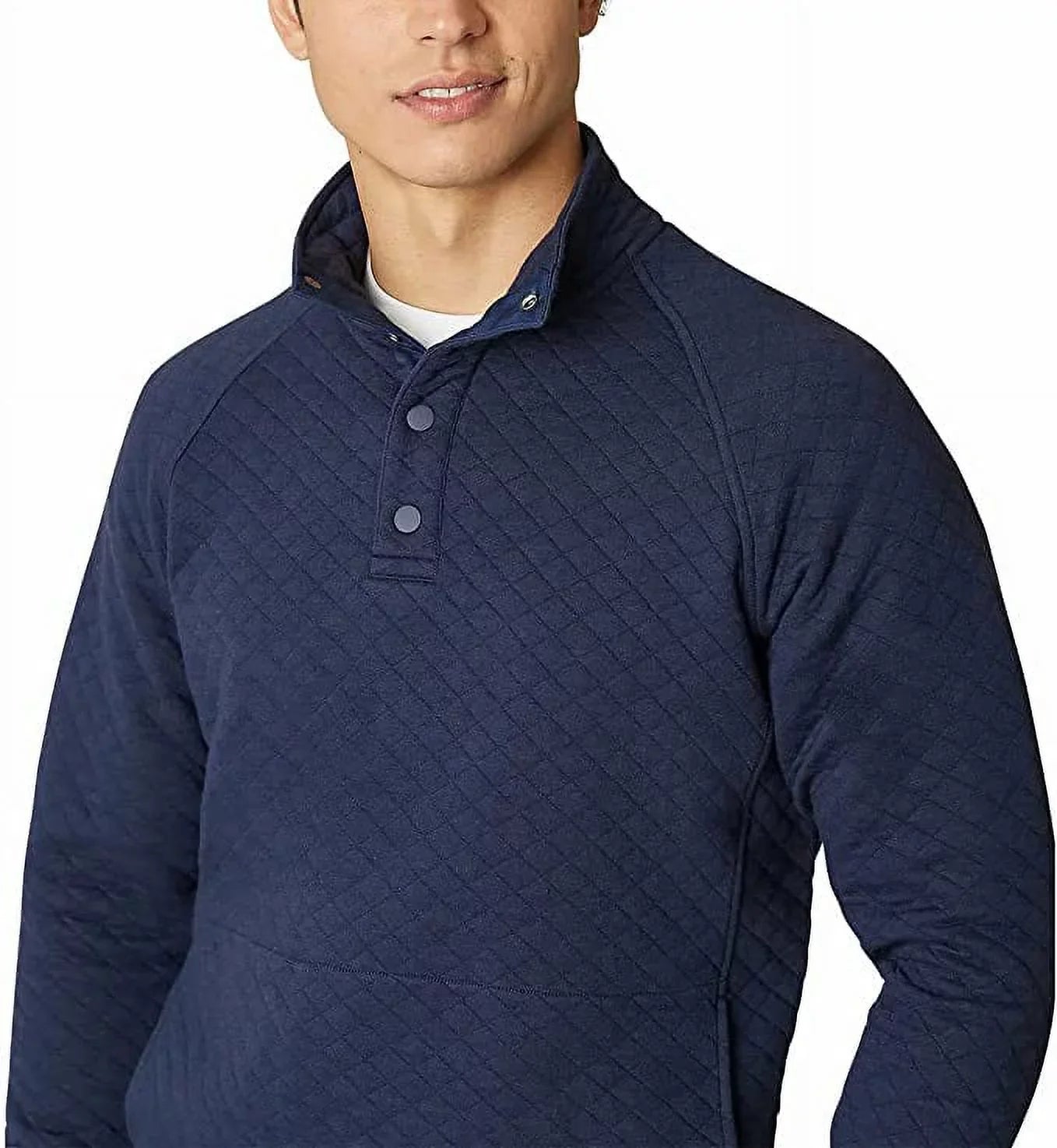 Quilted Quarter Mens (Blue, Pullover Medium) Midweight Snap Mock Bauer Eddie