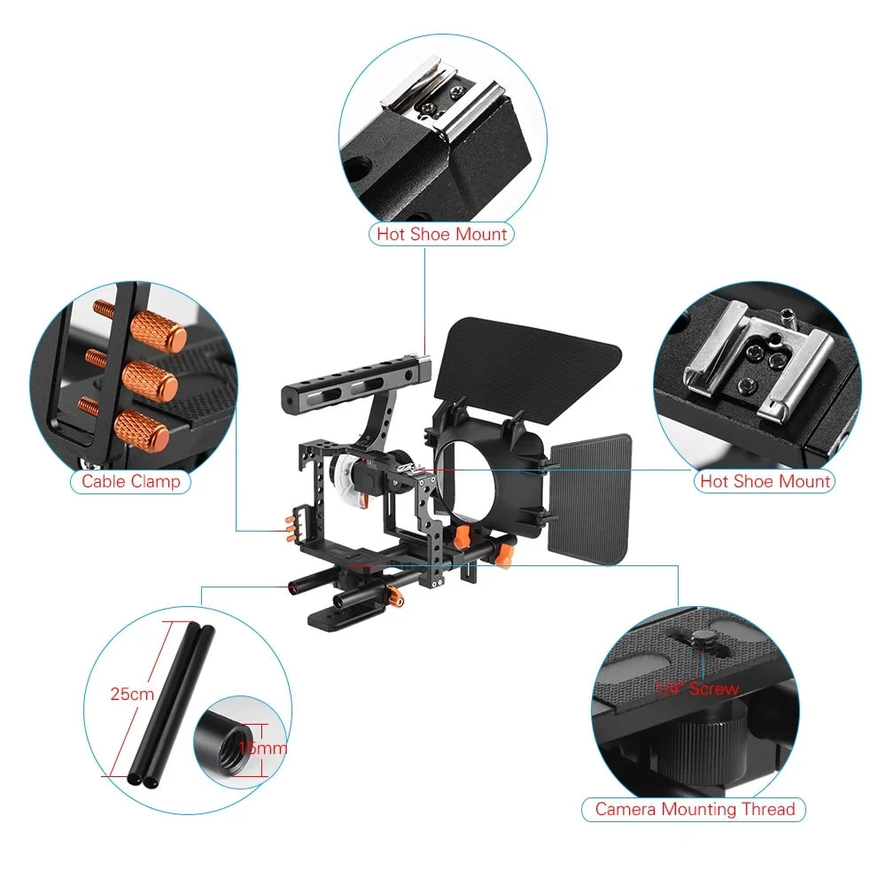 Mirrorless Camera Film Panasonic ILDC for Camera GH4 System Making w/ Aluminum Rig Kit Replacement Alloy for Video Box C500 Matte Cage A7S/A7/A7R/A7RII/A7SII/A7IV Moobody Camcorder