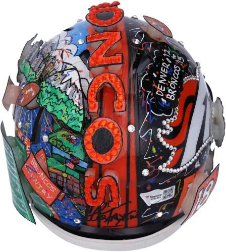 Autographed Painted B703374 Mini - Fanatics Helmet - Certified Charles by Peyton Hand Manning Broncos Authentic Fazzino - Denver Artist