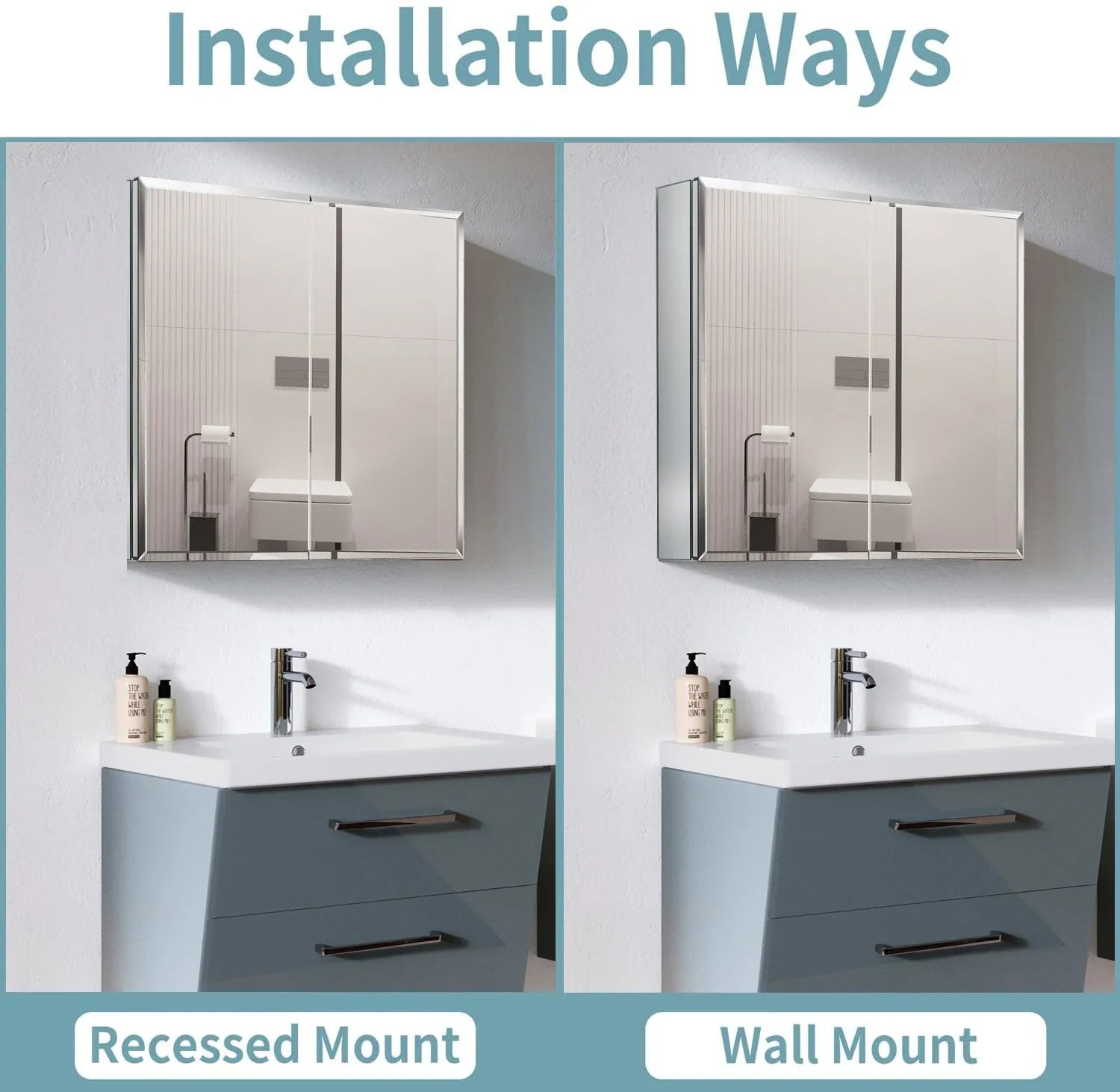 Reflections Mirror Medicine Cabinet Elegant Double Door