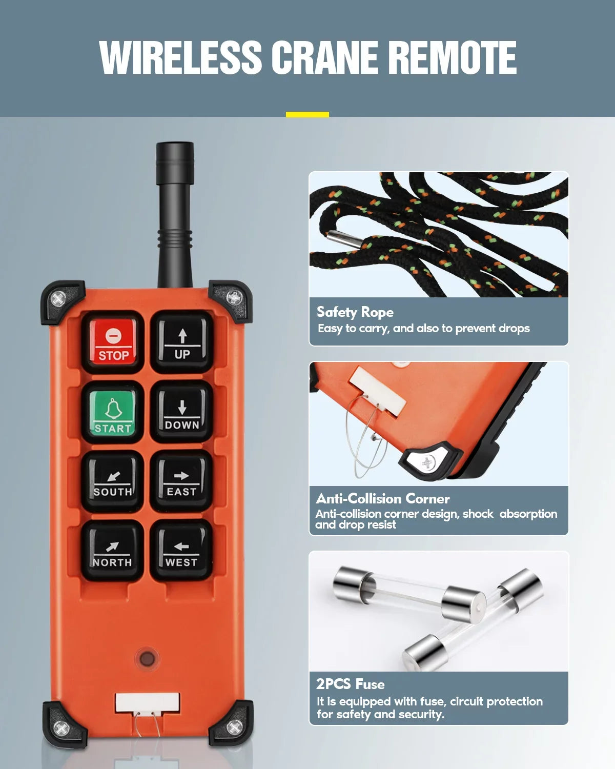 12V Overhead 1 Remote Hoist 8 Transmitter Electric Crane Control Buttons Radio Winch Bridge Switch 2 Crane Receiver Tower DC Industrial Crane Wireless + Lift