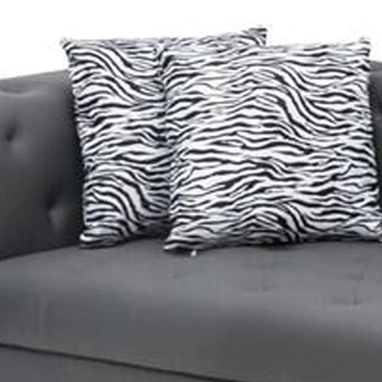 Leather Sofa, Benjara Tufted, Vegan Seater Inch Button Ella Faux Gray Deep 120 4