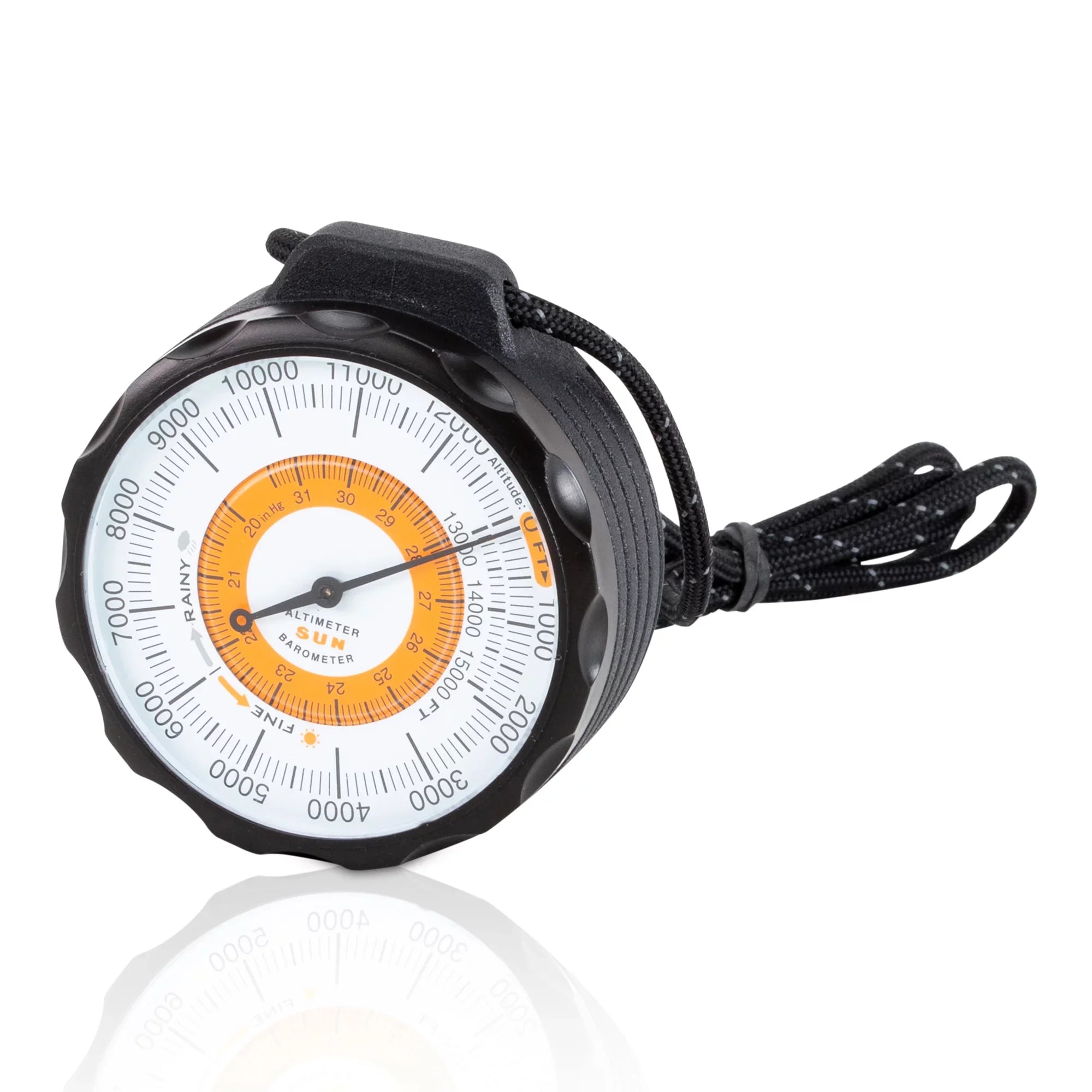 to and Barometer Indicator Company Sun | 0 Case Rugged Reads climate-Trend Feet Aluminum Altimeter Battery-Free Lanyard Ascent | 15,000 Altimeter from - and with Reflective Altitude