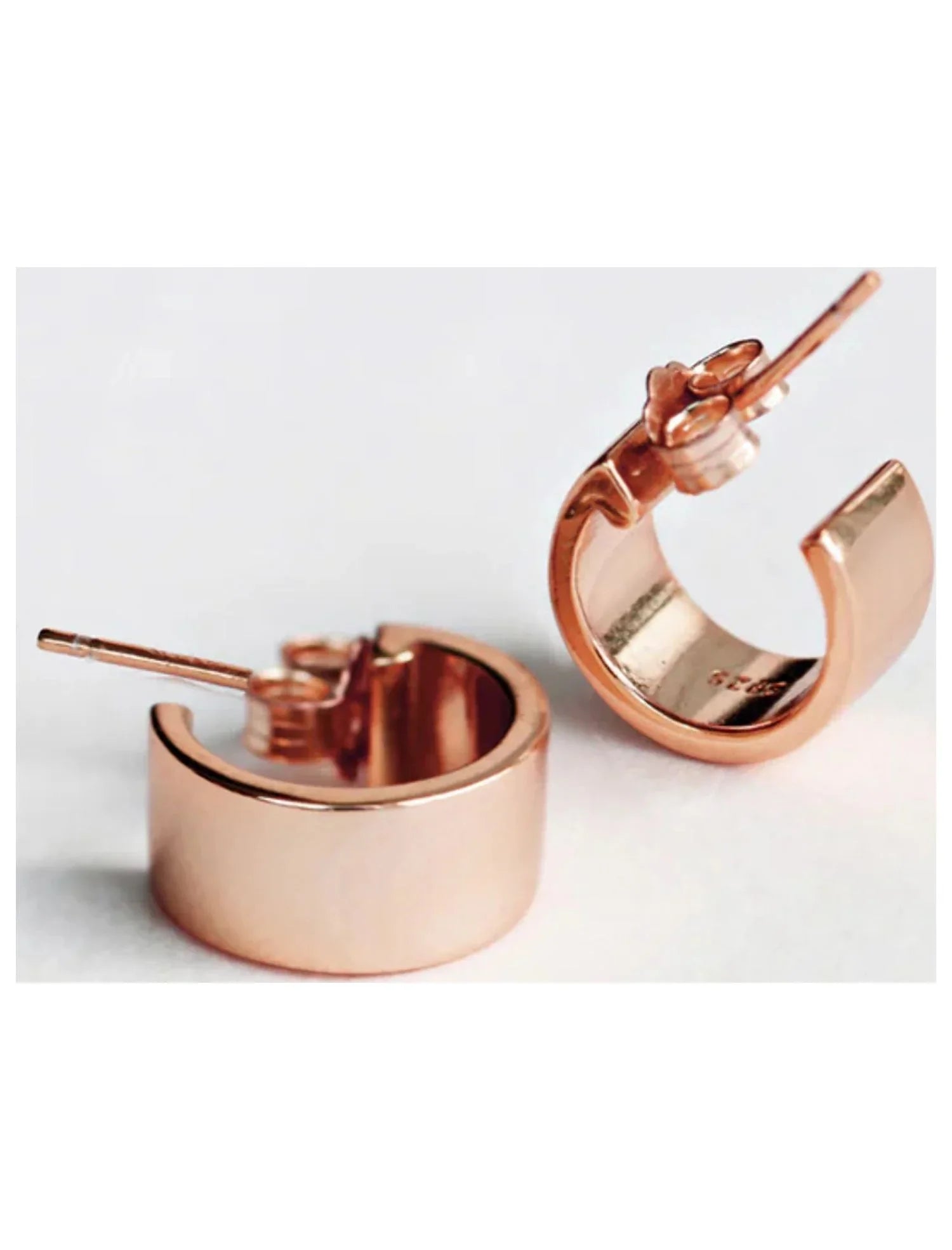 OVER BOSS HOOP SILVER CHUBBY STERLING 18K MINI ROSE EARRINGS GOLD
