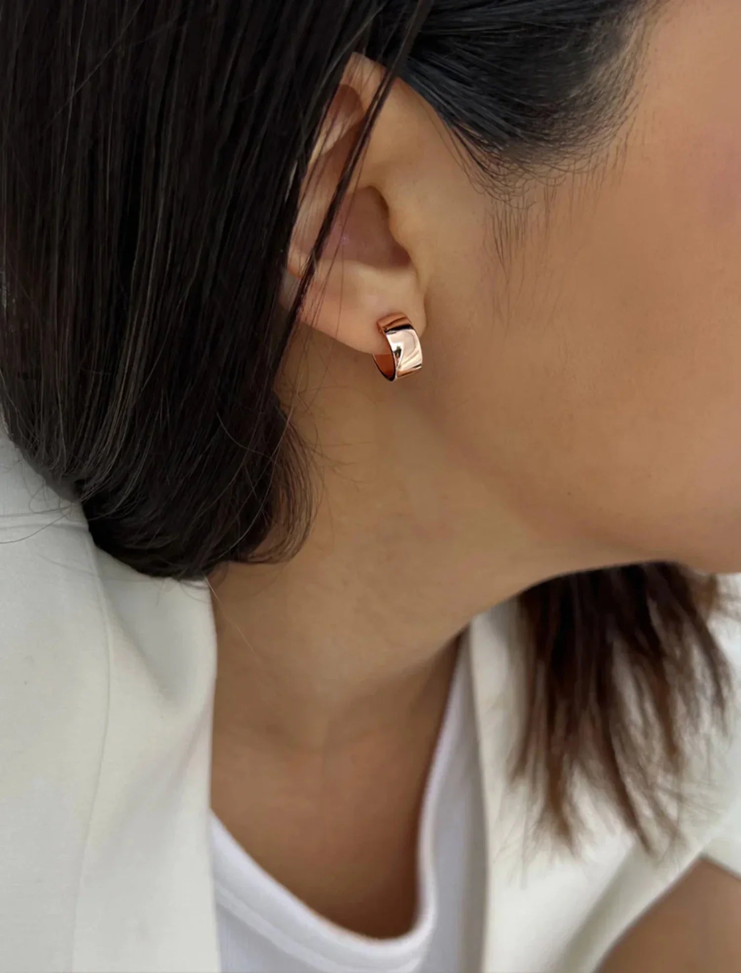 OVER BOSS HOOP SILVER CHUBBY STERLING 18K MINI ROSE EARRINGS GOLD