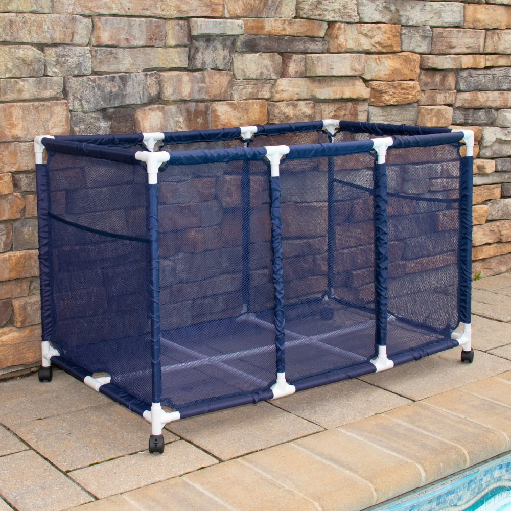 563009 Floats and Storage Equipment Height, W Organizer L design H), 25" Large, Noodles Blue (43" Rolling Kids Bin, x / Holder, White Toys, Pool 28" Mesh x Balls