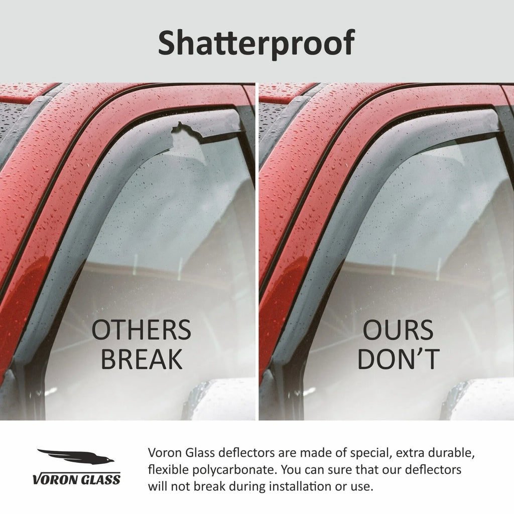 Honda Rain 2016-2021 200508 Window Guards Visors, Window Extra 4 for Voron Vent Civic Durable Deflectors, - Glass Sedan, in-Channel Pieces
