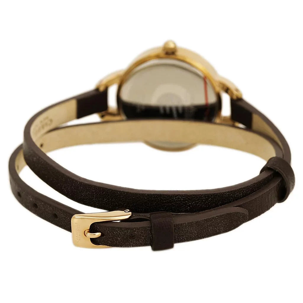 York Double Caravelle 44L130 Watch New Wrap Leather Brown Ladies