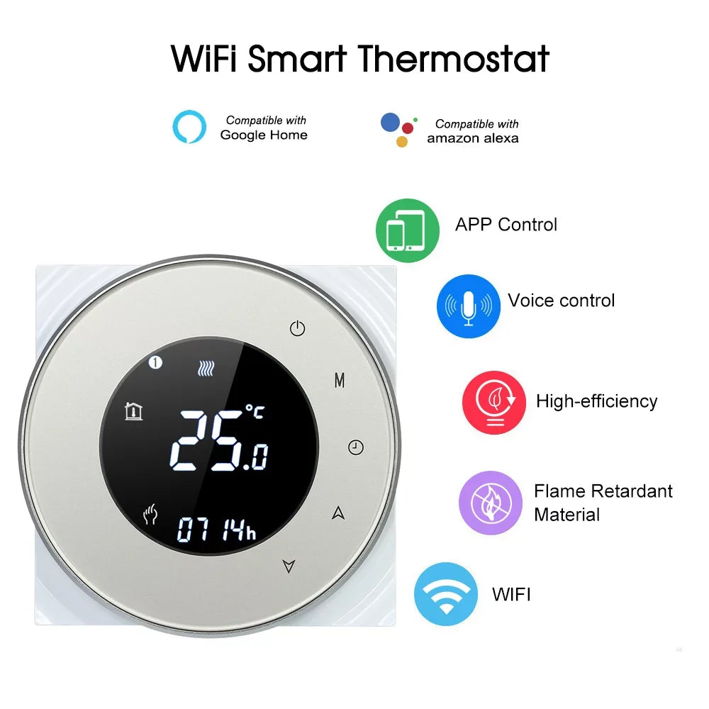 Control Heating Backlight Touchscreen with HomeIFTTT Gas Echo/ Dry Voice Compatible Programmable LCD Boiler with Controller