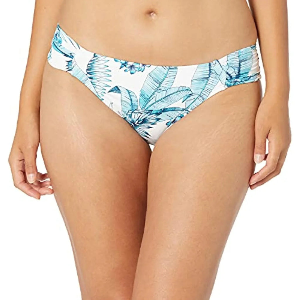 Bikini Bottom, La Palm, Blanca Women's Aquamarine/Tranquility Side Hipster Shirred 4 Swimsuit