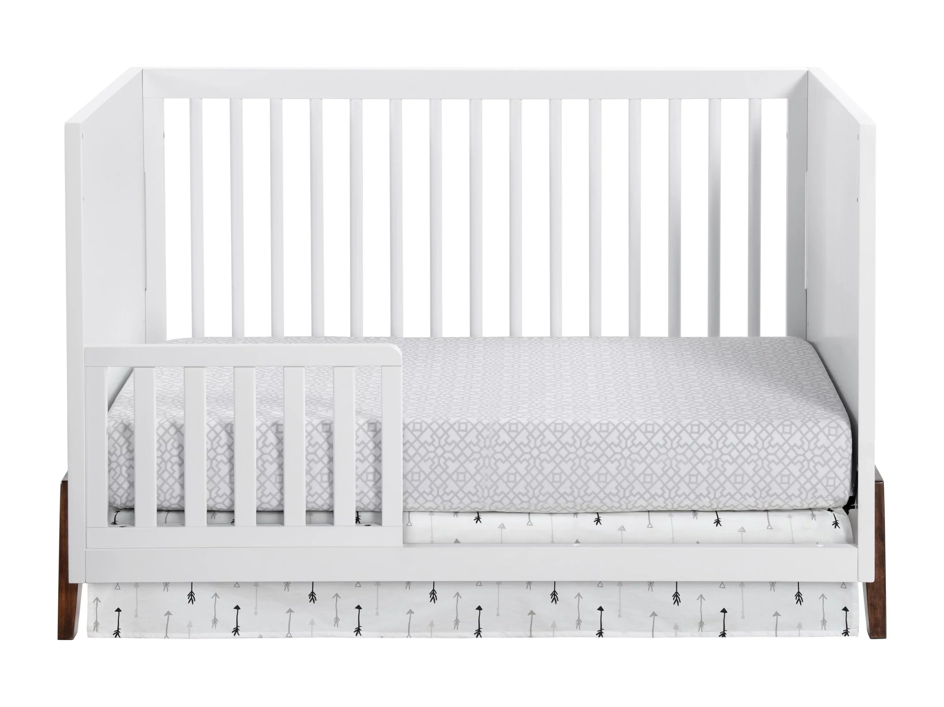 Modern & Island Walnut, Crib White 3-in-1 Wooden Oxford Mari Baby Crib, Convertible