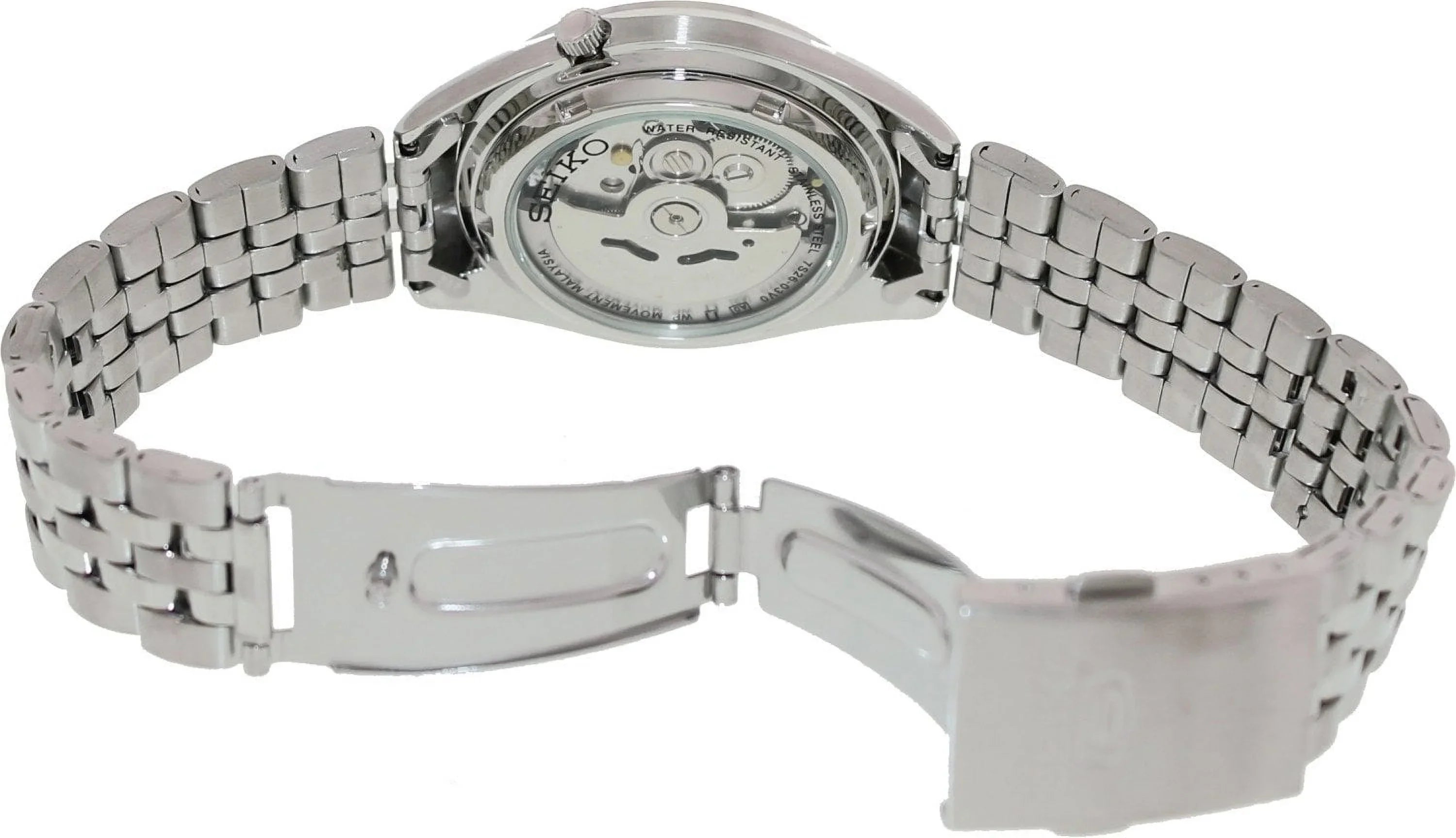 Men's Dial Seiko - - Bracelet White/Silver Watch Automatic Gold-Tone Steel 5 with